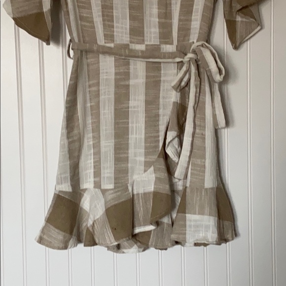 Linen Wrap Ruffle Dress - Picture 3 of 6